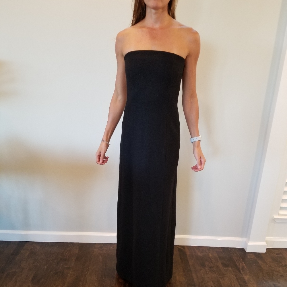 Dress black wool long dress